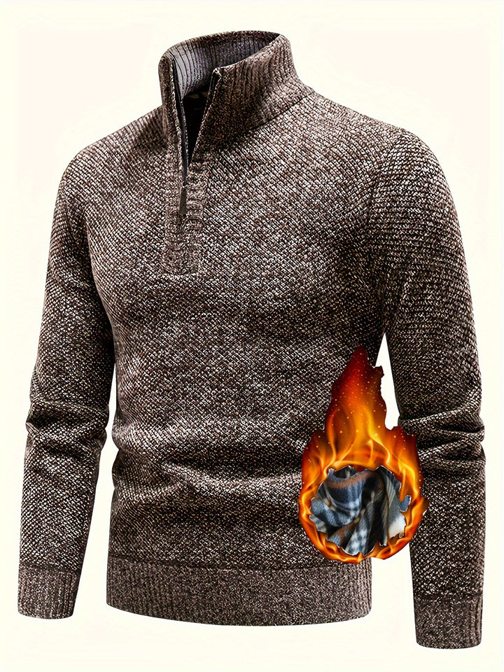 Herren Thermo-Strickpullover mit Stehkragen und Halbzip Drune