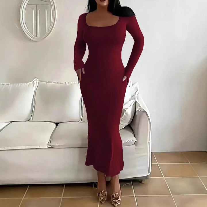 Damen Elegantes langes Abendkleid mit modernen Ärmeln und Taschen Drune