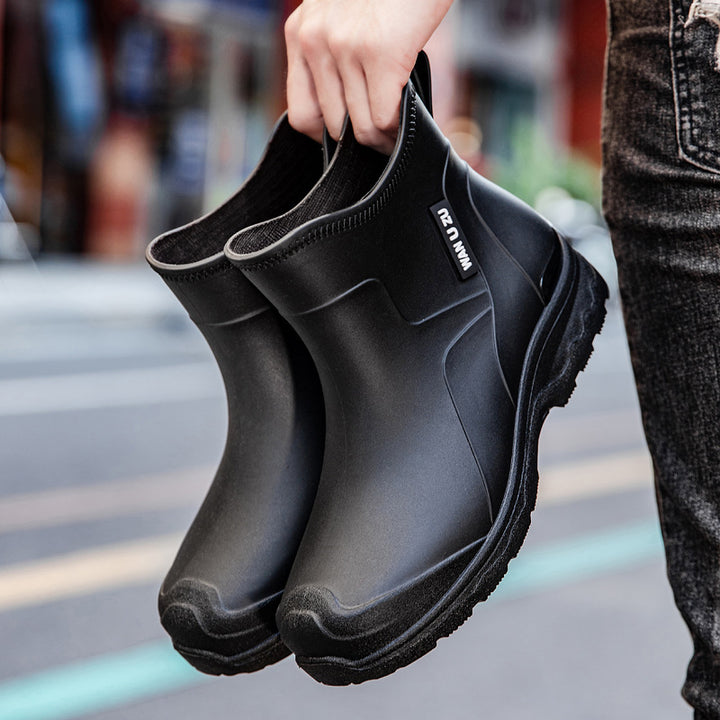 Herren Schlupf-Ankle-Gummistiefel mit stoßdämpfender Leichtsohle und griffiger Profilsohle Drune