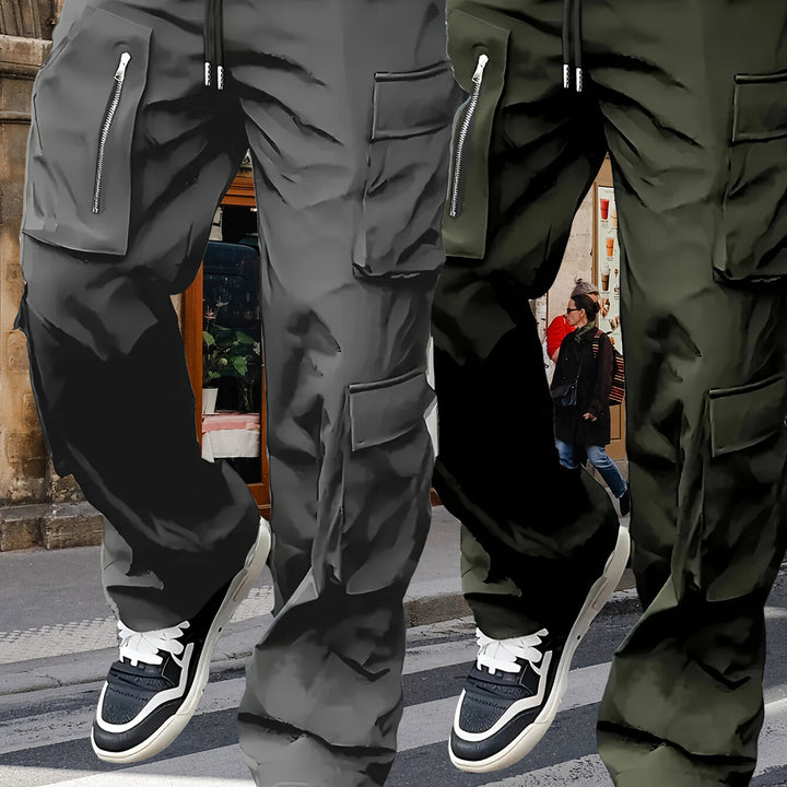 Herren Utility-Cargohose mit Reißverschlusstasche, Tunnelzugbund & Mehrfachtaschen Drune