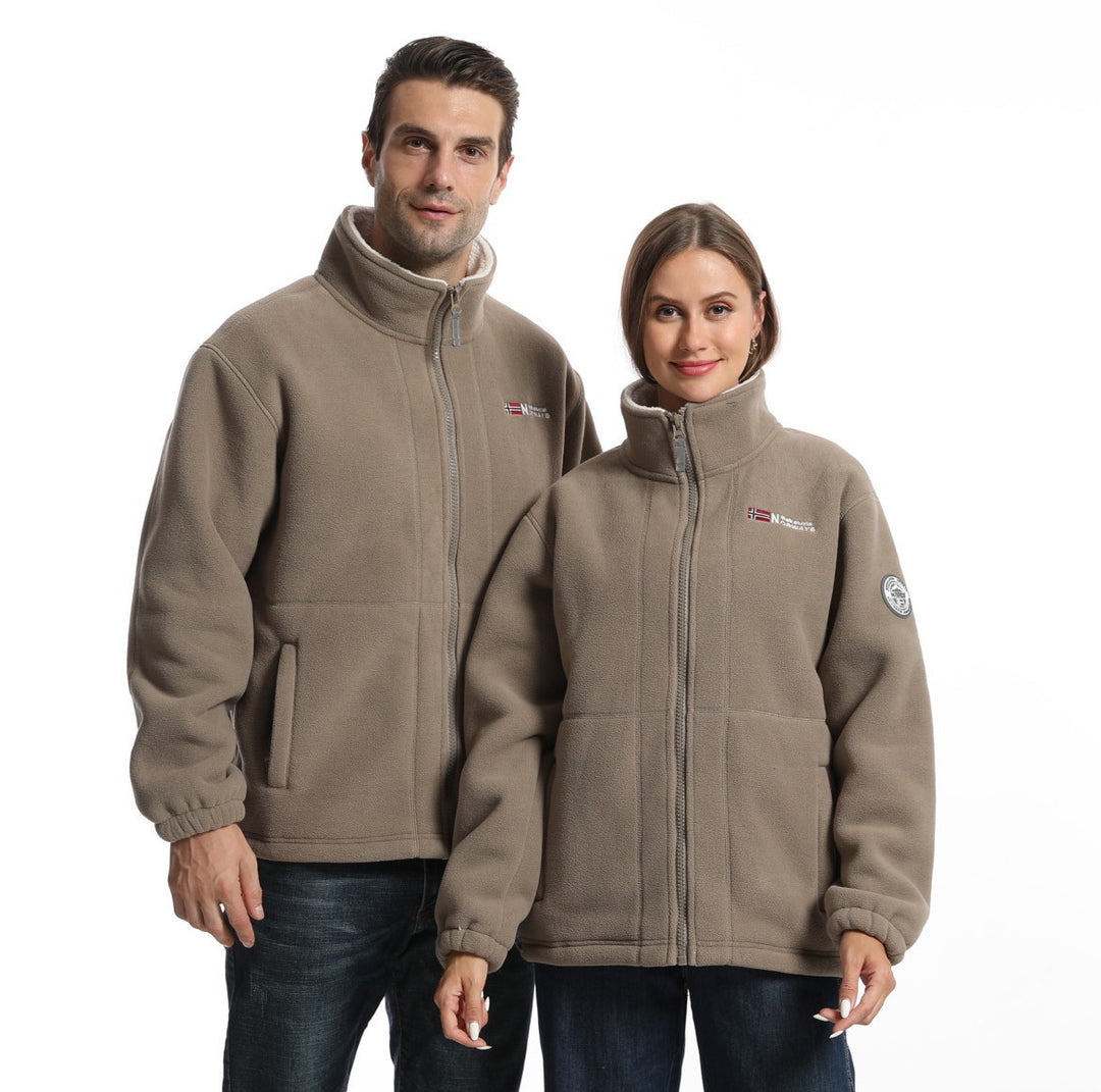 Herren nan Fleecejacke mit Stehkragen, durchgehendem Reißverschluss, zwei Eingrifftaschen und elastischen Bündchen Drune
