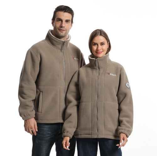 Herren nan Fleecejacke mit Stehkragen, durchgehendem Reißverschluss, zwei Eingrifftaschen und elastischen Bündchen Drune
