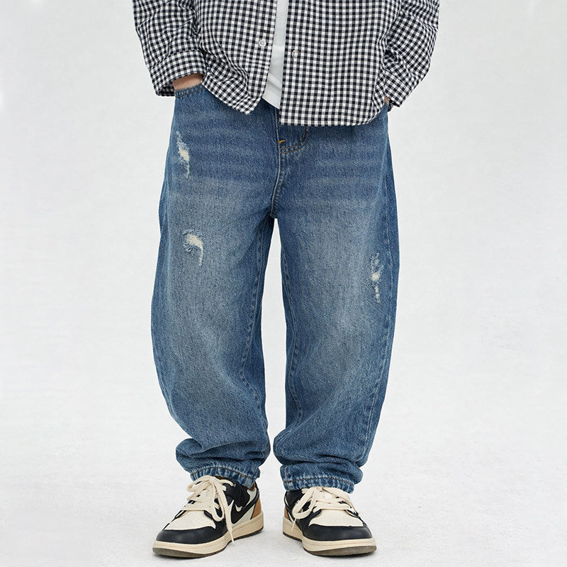 Herren lässige Relaxed-Fit Jeans mit modischen Abriebstellen Drune