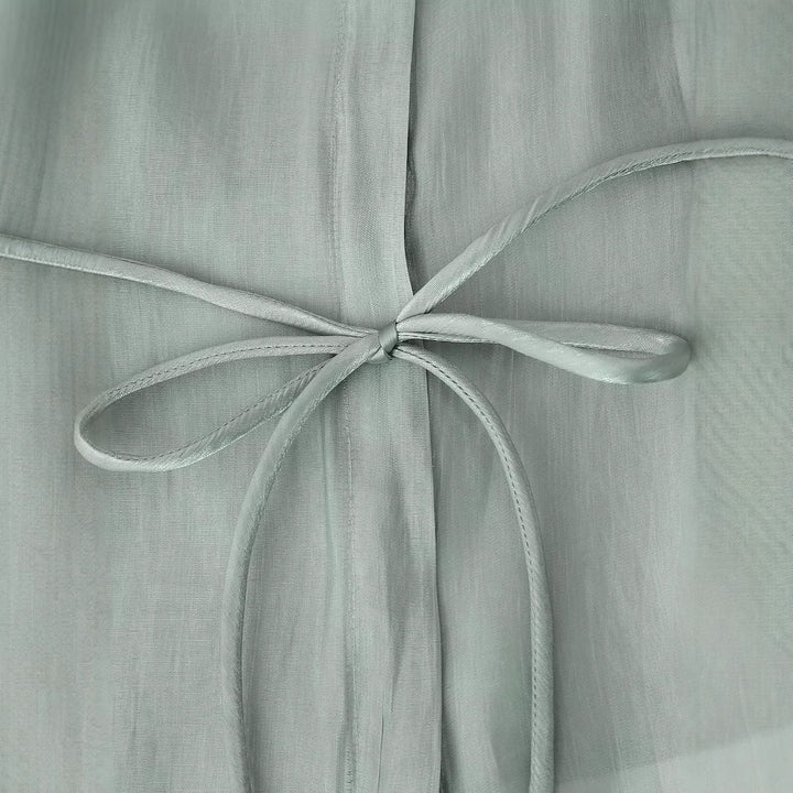 Damen nan seidenähnliche Taillierte Hemdbluse mit Bindegürtel und verdeckter Knopfleiste Drune
