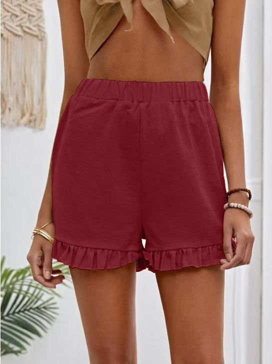Damen Shorts mit Rüschendetails und Elastischem Bund Drune