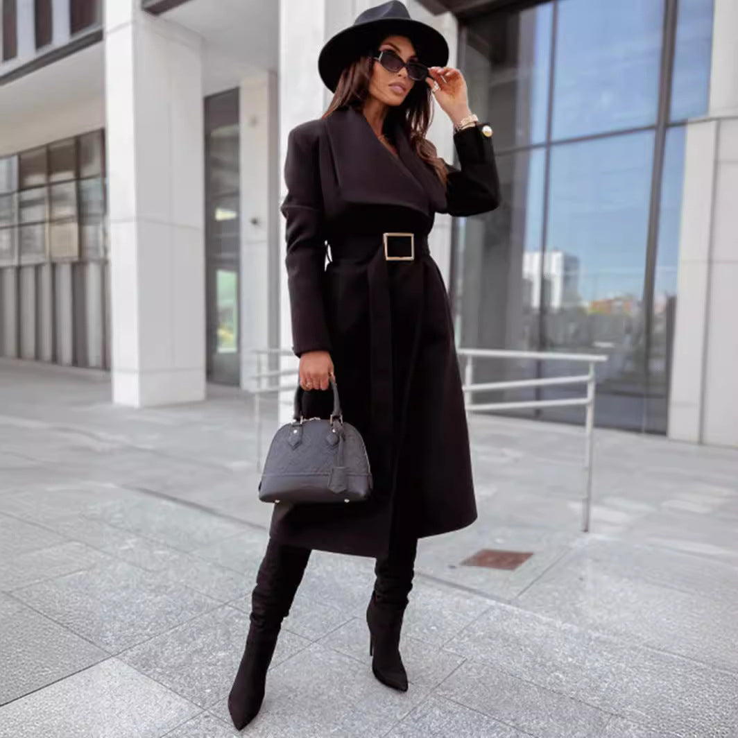 Damen eleganter Trenchcoat mit Gürtel und hochwertiger Verarbeitung Drune