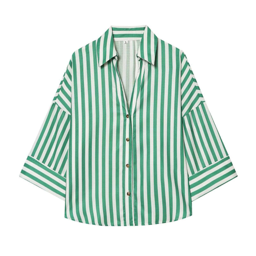 Damen Modernes gestreiftes Blusenshirt mit oversized Schnitt Drune