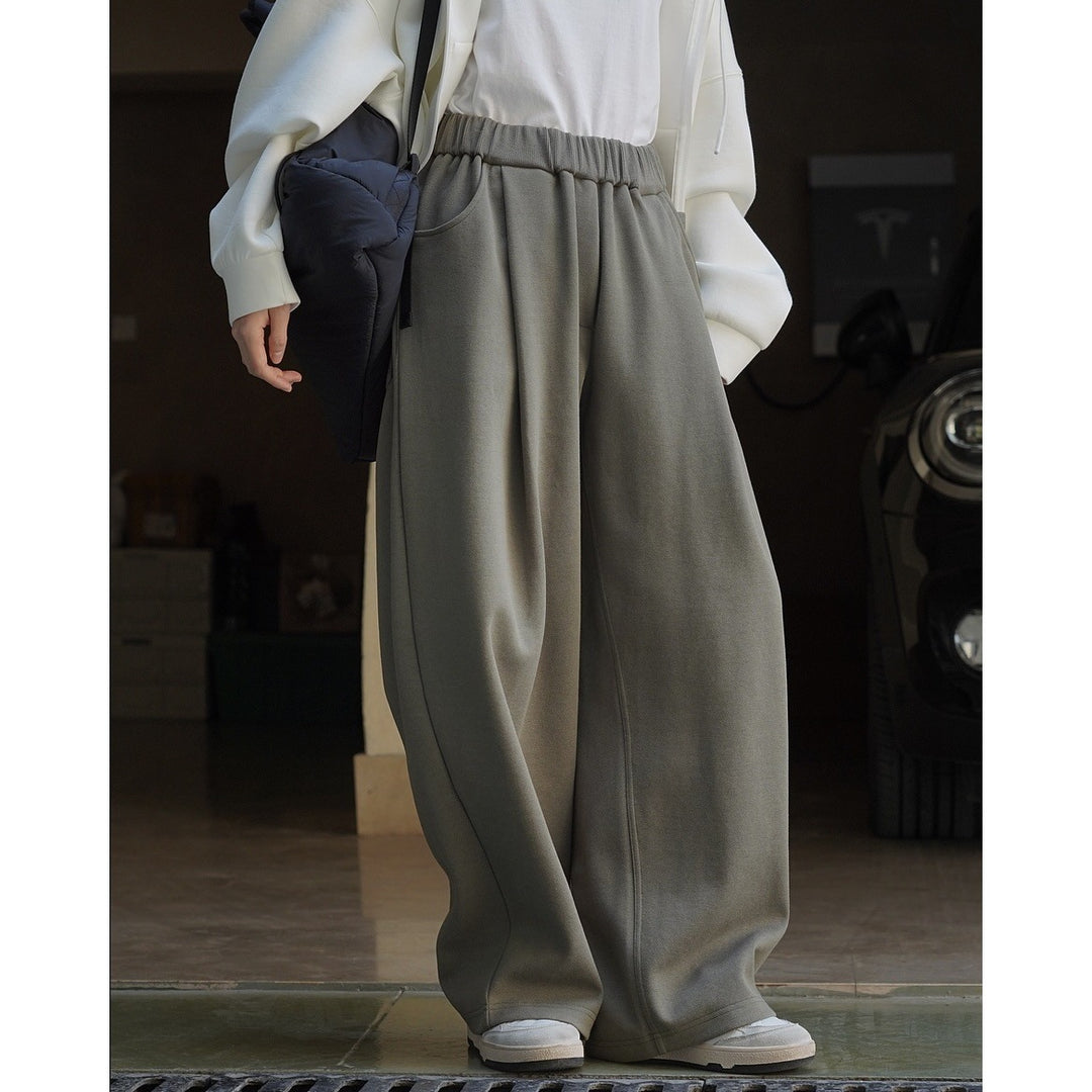 Damen Weite High‑Waist Palazzo‑Loungehose mit elastischem Bund Drune