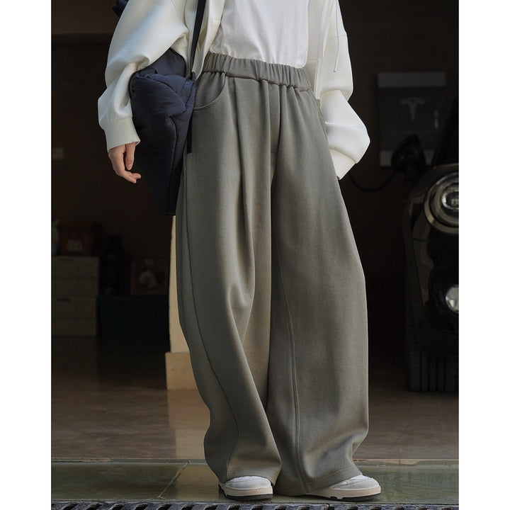Damen Weite High‑Waist Palazzo‑Loungehose mit elastischem Bund Drune