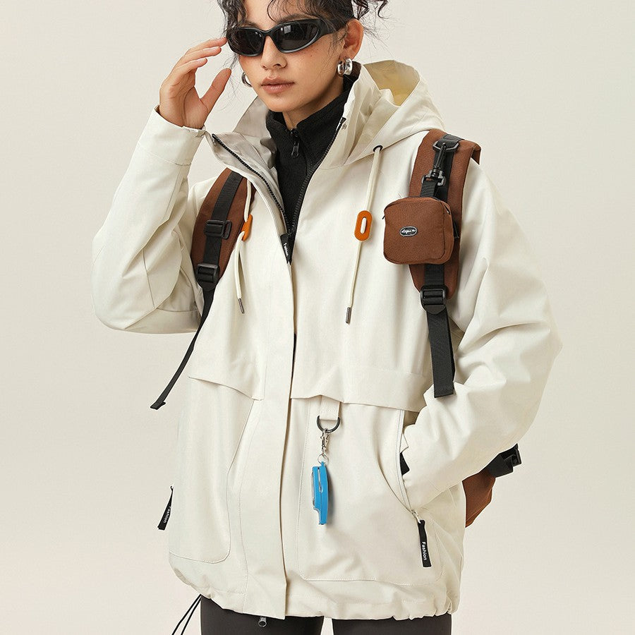 Damen Kapuzen-Utility-Parka mit wasserdichter Membran, großen Fronttaschen & verstellbarem Saum Drune