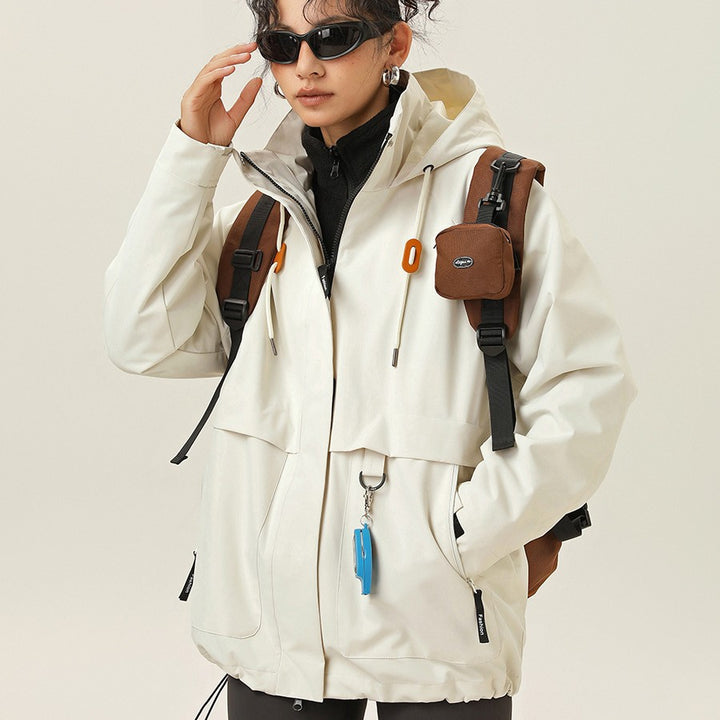 Damen Kapuzen-Utility-Parka mit wasserdichter Membran, großen Fronttaschen & verstellbarem Saum Drune
