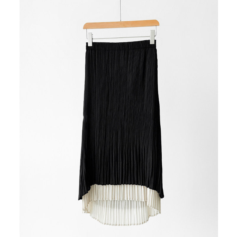 Damen Eleganter Plissierter Rock mit asymmetrischem Saum Drune