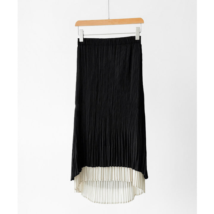 Damen Eleganter Plissierter Rock mit asymmetrischem Saum Drune