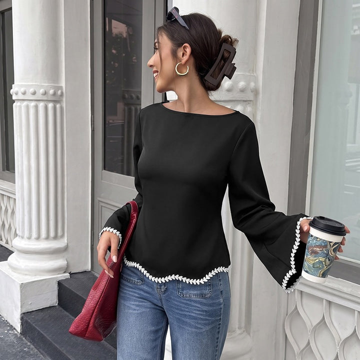 Damen Elegante Bluse mit Rüschenärmel Drune