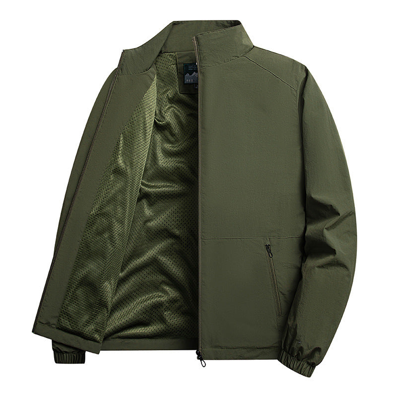 Herren Leichte windabweisende Fleecejacke mit Stehkragen und Reißverschlusstaschen Drune