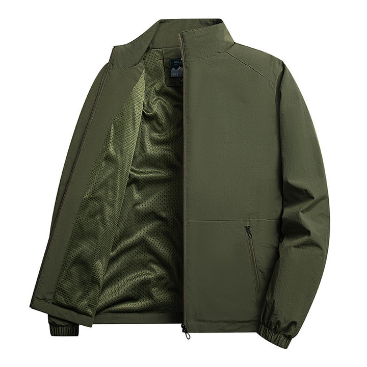 Herren Leichte windabweisende Fleecejacke mit Stehkragen und Reißverschlusstaschen Drune