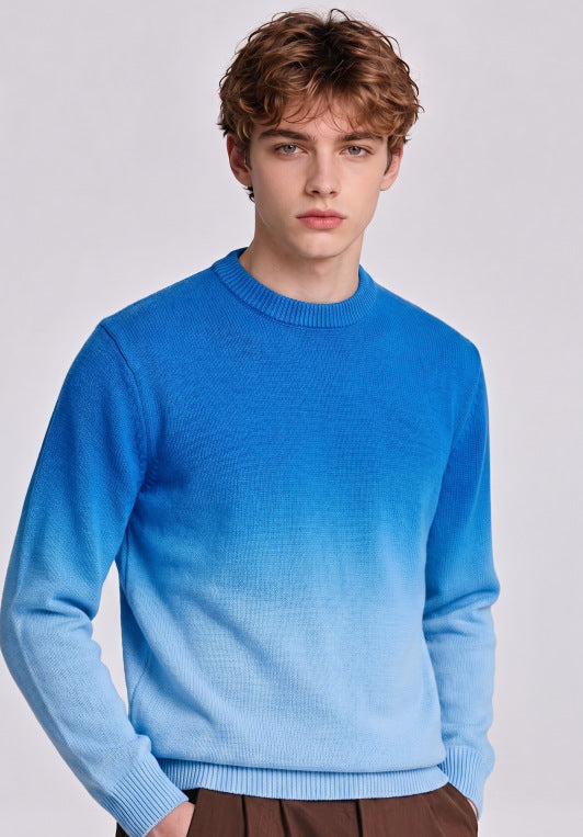 Herren Feinstrick-Pullover mit Dip-Dye-Effekt und Rundhalsausschnitt Drune