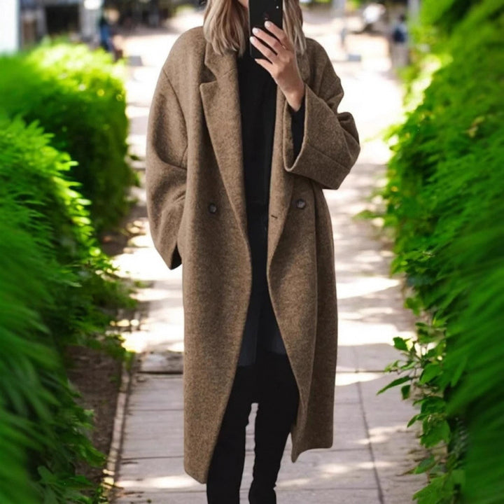Damen Oversize Wollmix-Mantel mit doppelreihiger Knopfleiste, weitem Reverskragen und Eingrifftaschen Drune