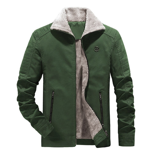 Herren Gefütterte Canvasjacke mit Sherpa‑Innenfutter und hohem Stehkragen Drune
