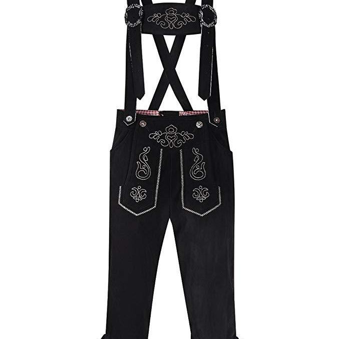 Damen  traditionelle Trachten Latzhose mit bestickten Taschen und verstellbaren Trägern Drune