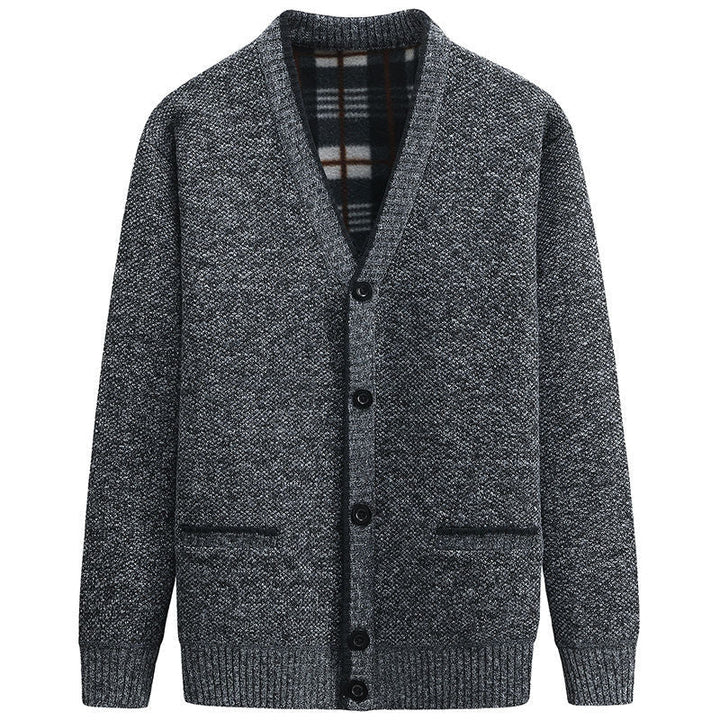 Herren Strickjacke mit kariertem Innenfutter und praktischen Taschen Drune