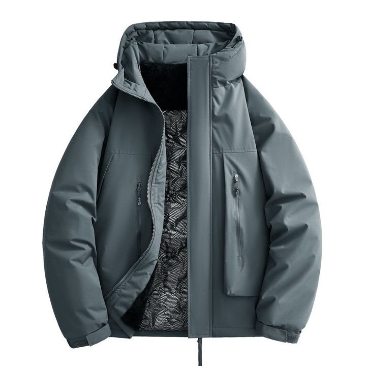 Herren wasserabweisende gefütterte Winterjacke mit Kapuze und weichem Fleece-Innenfutter Drune