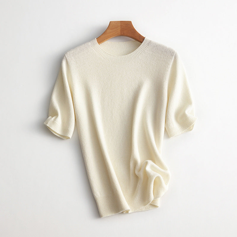Damen Kurzarm Cashmere-Mix Pullover Drune