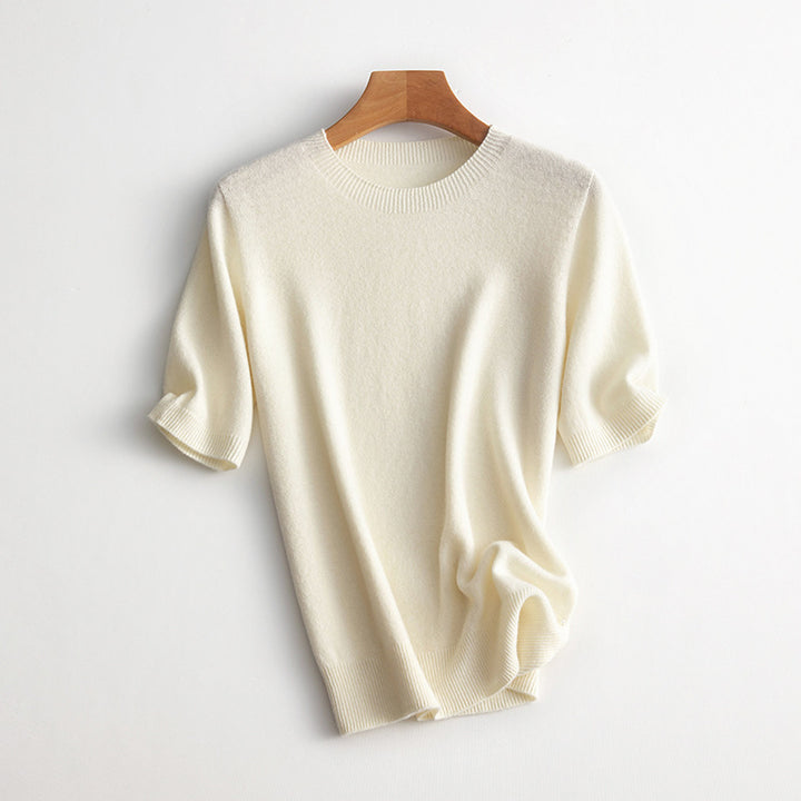 Damen Kurzarm Cashmere-Mix Pullover Drune