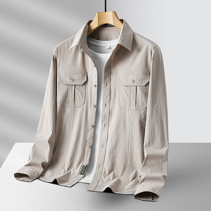 Herren Outdoor-Hemd mit Brustklappen, Ripstop-Gewebe und Regular-Fit Drune