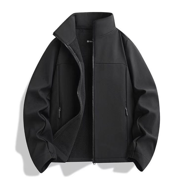 Unisex leichte Softshell-Jacke mit Fleece-Innenfutter, Stehkragen und Reißverschlusstaschen Drune