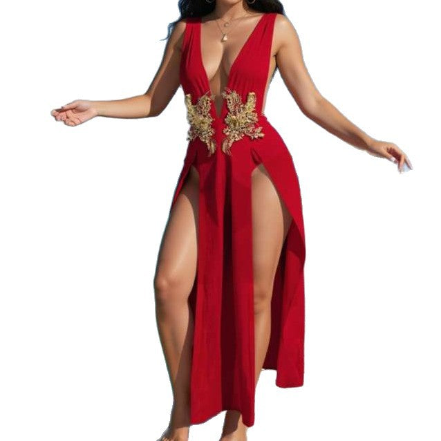 Damen Strandkleid mit eleganter Applikation Drune