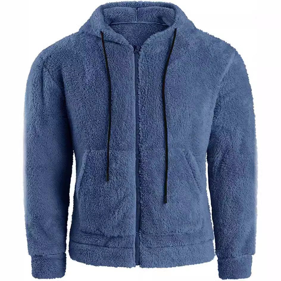 Herren nan kuschelige Teddyfleece Kapuzenjacke mit durchgehendem Reißverschluss Drune