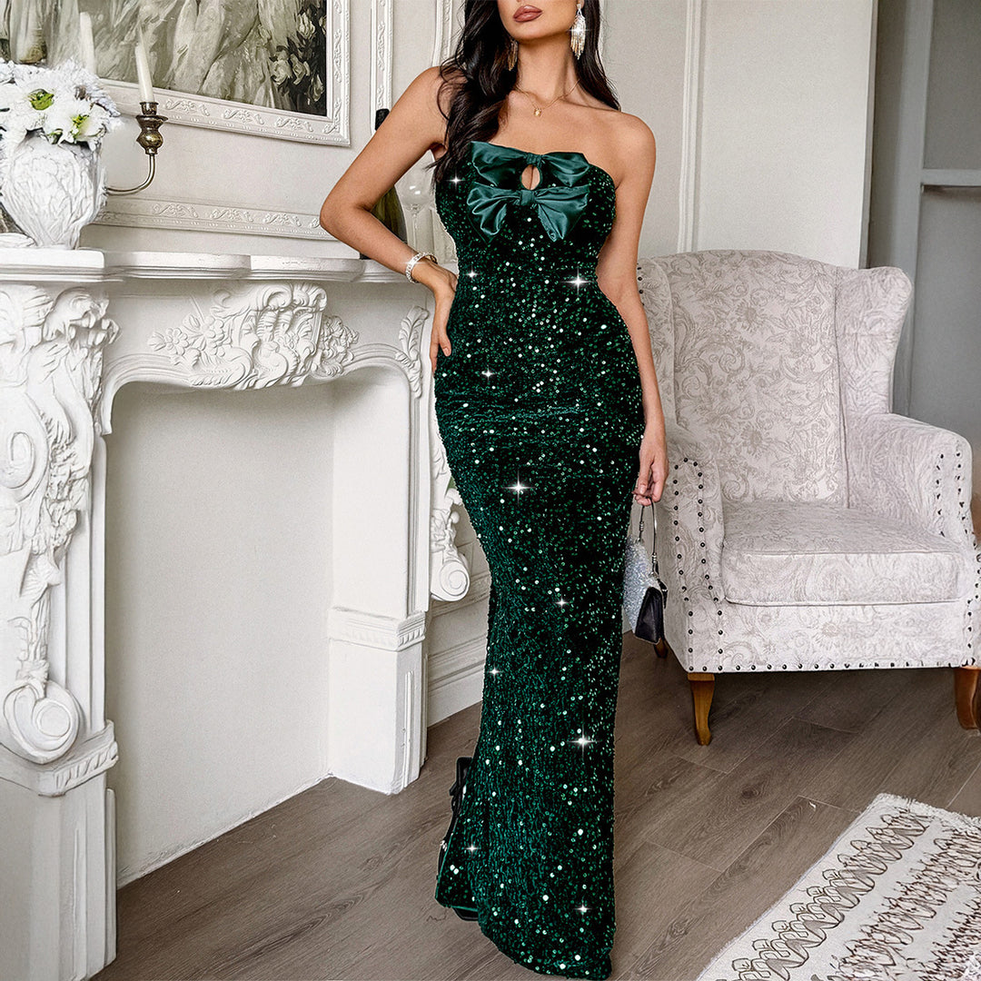 Damen Glamouröses Abendkleid mit funkelnden Pailletten Drune