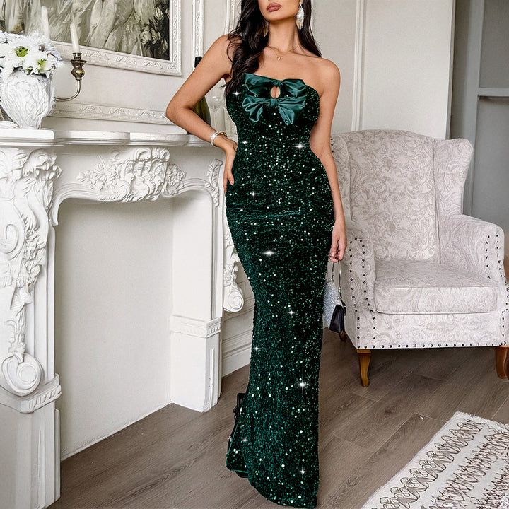 Damen Glamouröses Abendkleid mit funkelnden Pailletten Drune