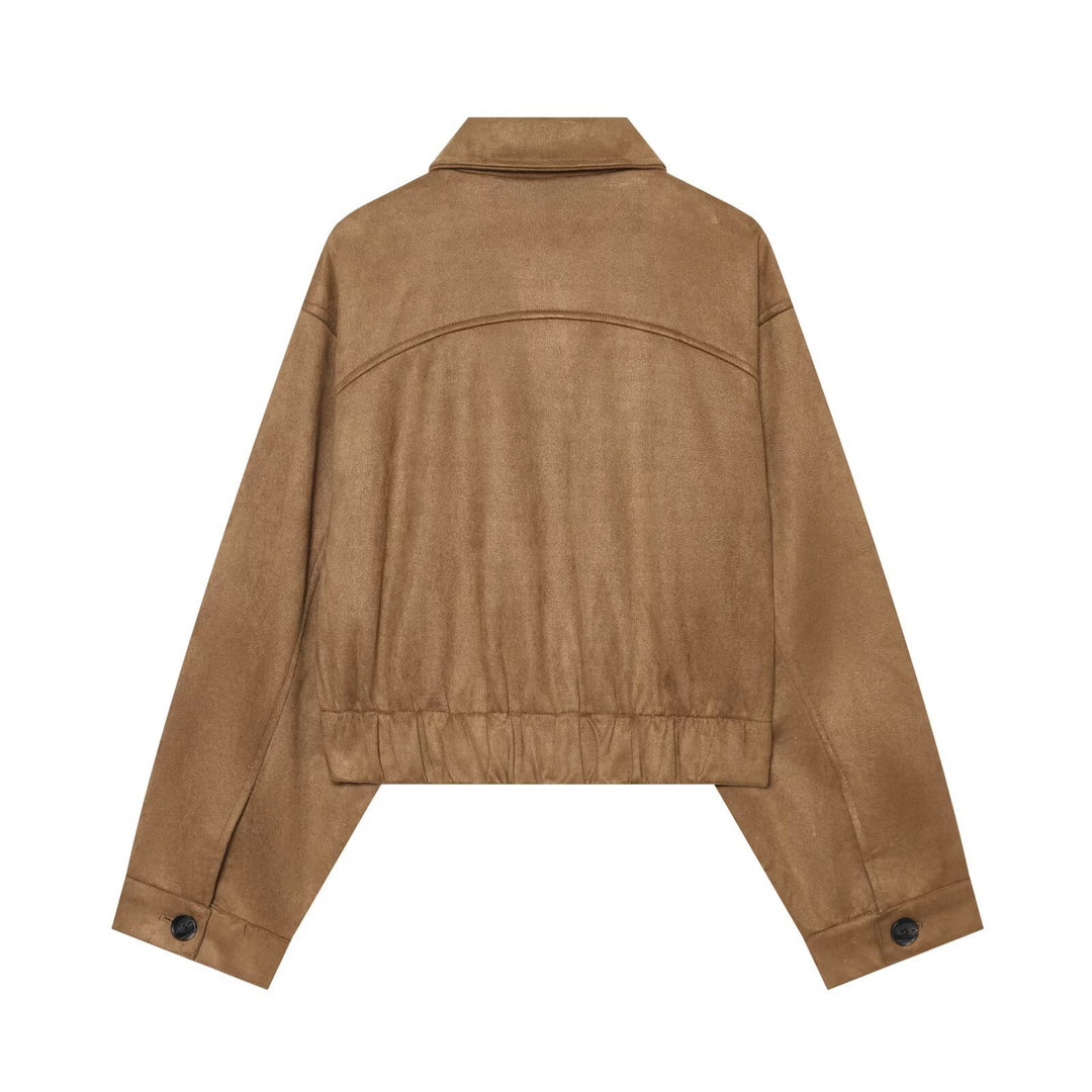 Damen Boxy‑Jacke in Veloursoptik mit aufgesetzten Taschen Drune
