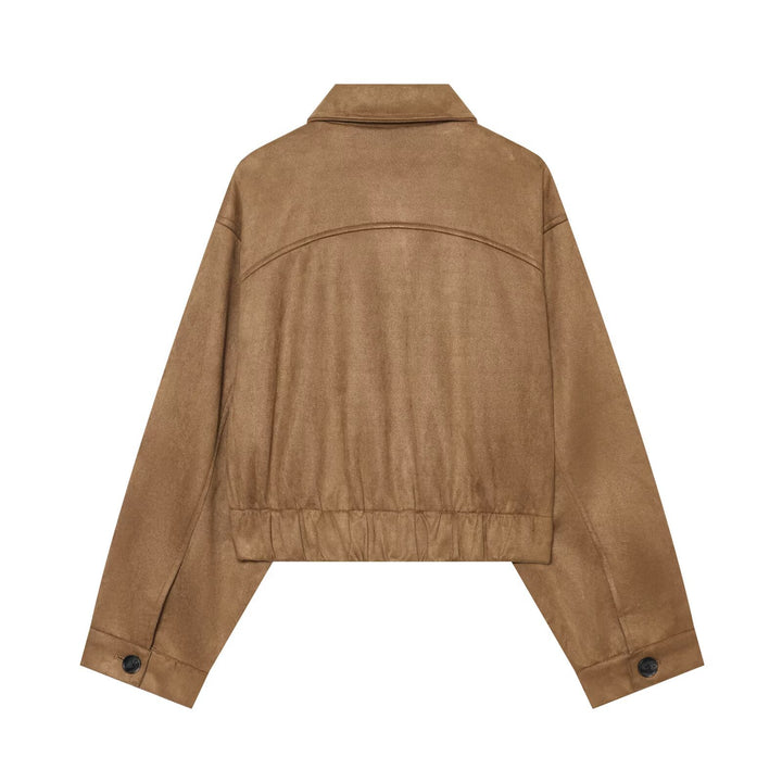 Damen Boxy‑Jacke in Veloursoptik mit aufgesetzten Taschen Drune