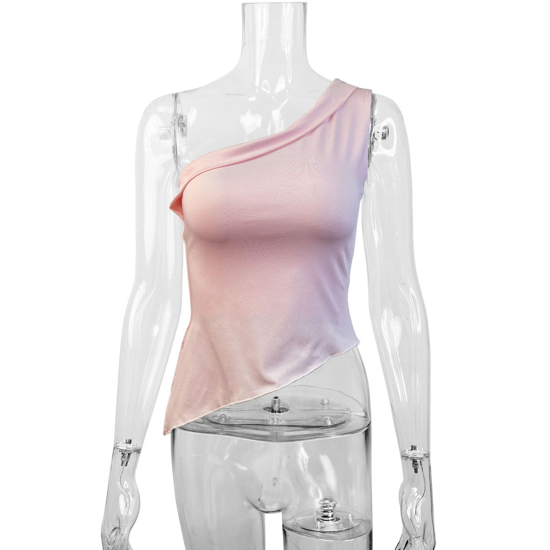 Damen asymmetrisches Top mit schulterfreiem Design und eleganter Drapierung Drune