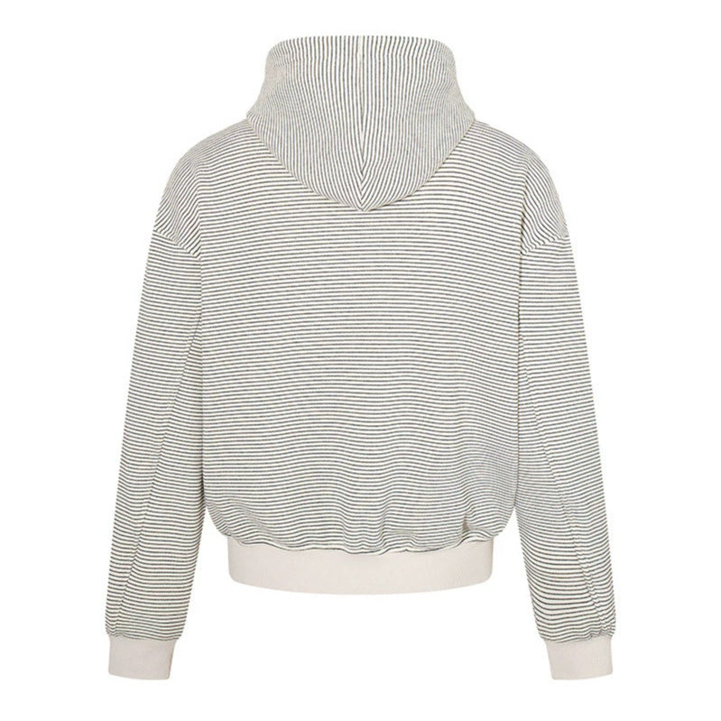 Damen Feinringel-Zipjacke mit hohem Stehkragen, Kängurutaschen und elastischem Saum Drune
