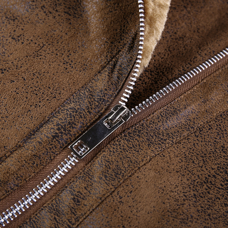 Herren Modische Bikerjacke mit Teddyfutter Drune