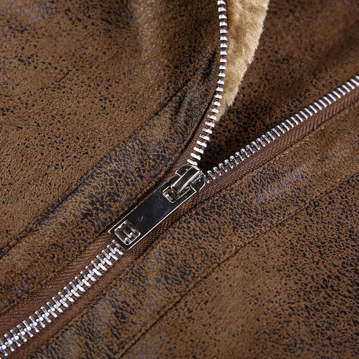 Herren Modische Bikerjacke mit Teddyfutter Drune