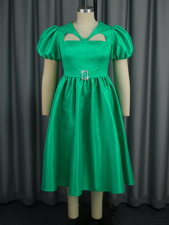 Damen Abendkleid mit modischen Puffärmeln und einzigartigem Cut-Out-Design Drune