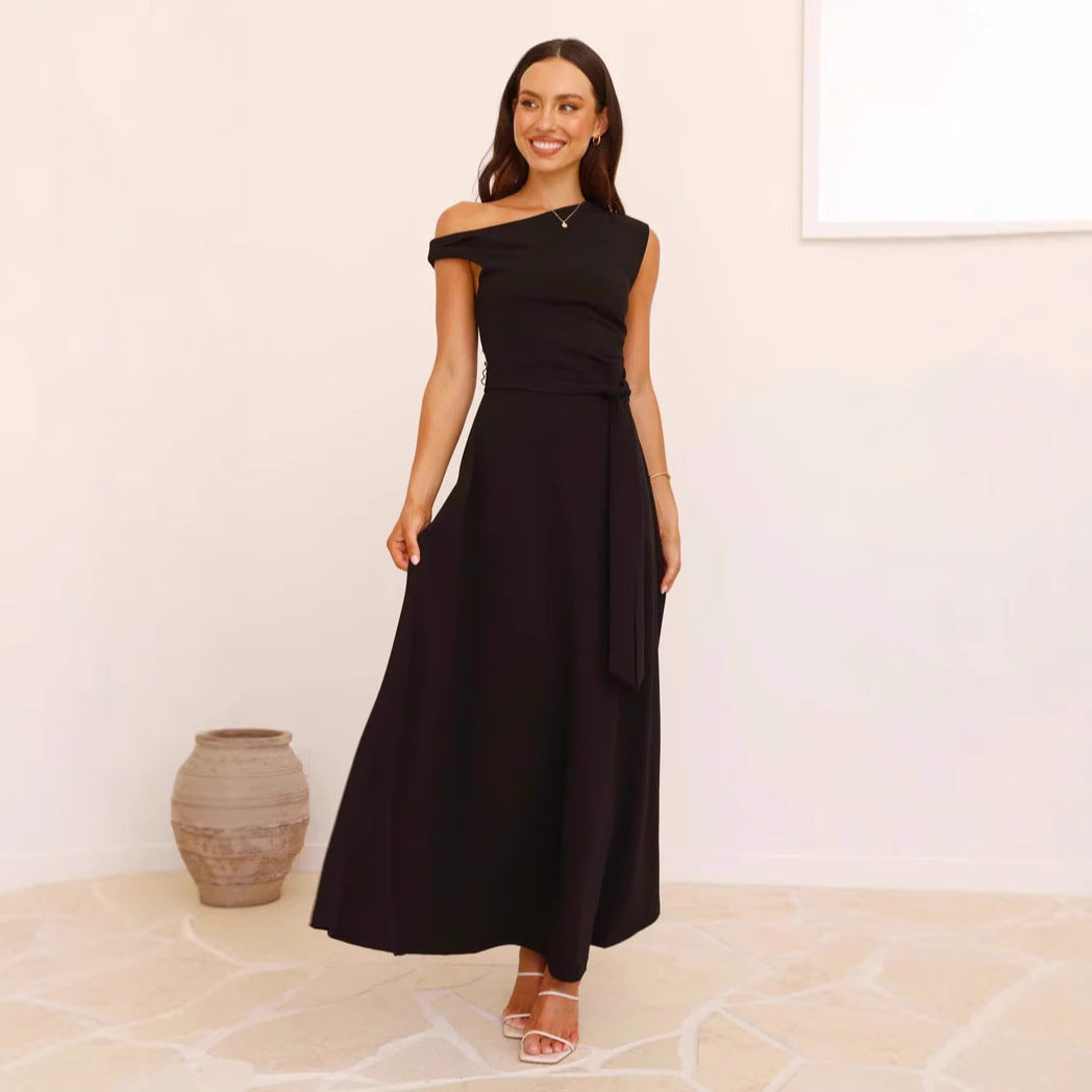 Damen Maxikleid mit asymmetrischem Schnitt und eleganter Drapierung Drune