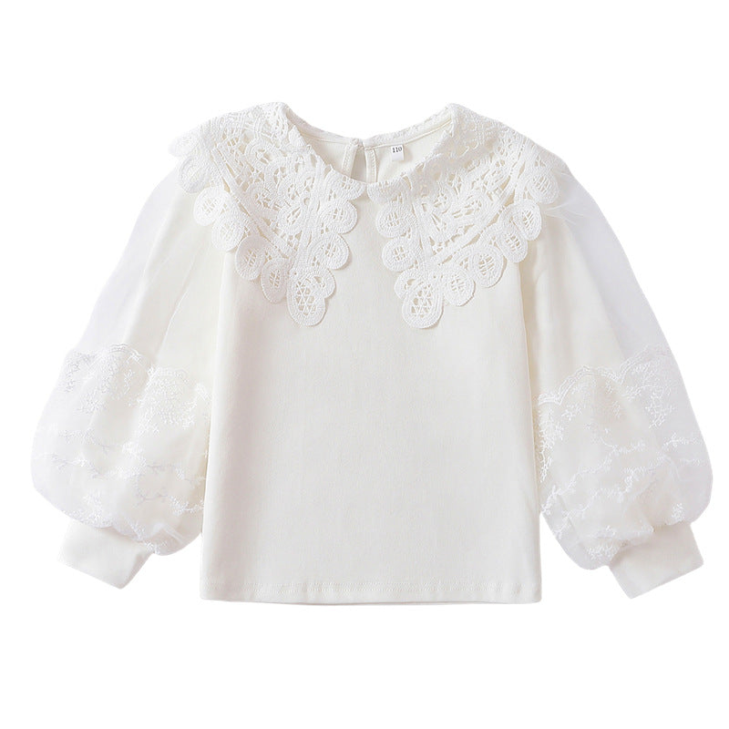 Mädchen elegante Bluse mit transparenten Puffärmeln Drune
