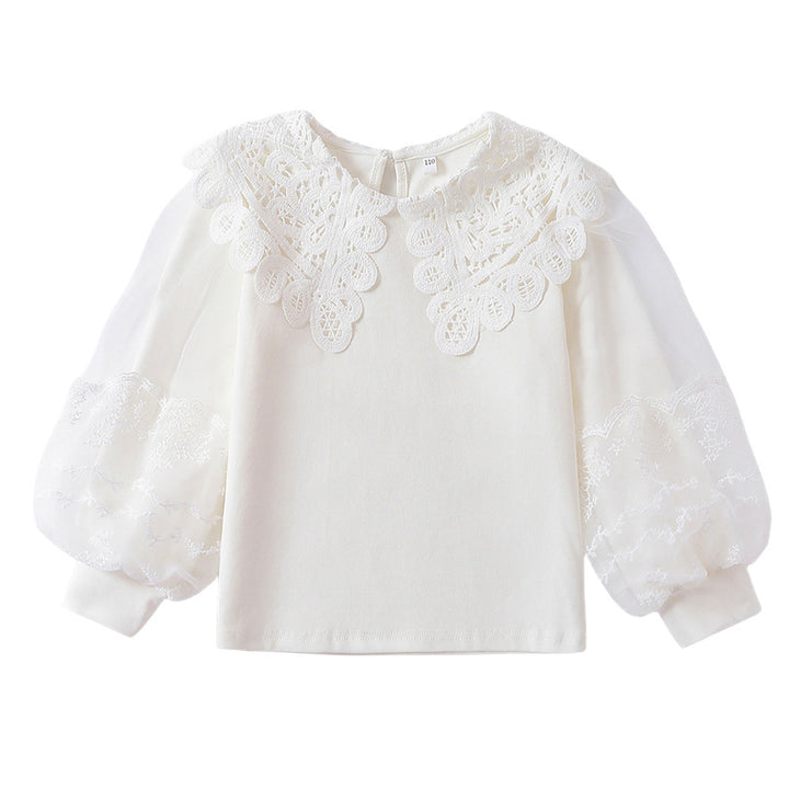 Mädchen elegante Bluse mit transparenten Puffärmeln Drune