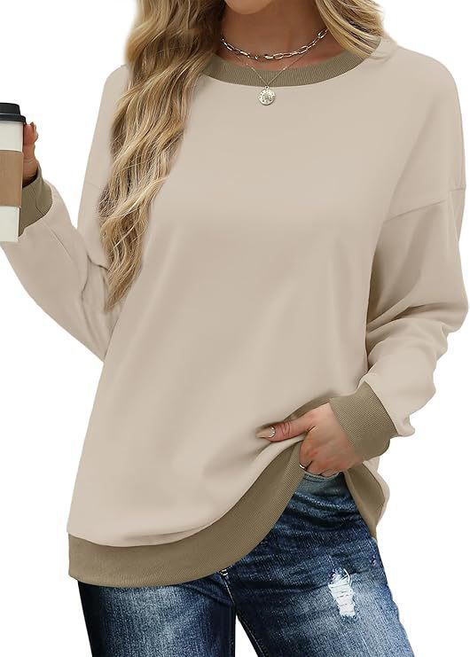 Damen bequemer Sweatshirt mit Raglanärmeln und dekorativem Kragen Drune