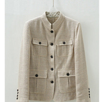 Damen Modische Kurzjacke mit Taschen Drune