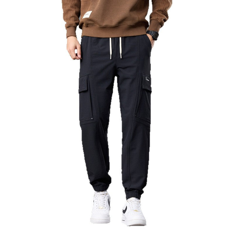 Herren Tapered Cargo-Joggerhose mit Knieeinsatz, Tunnelzugbund und Klappentaschen Drune