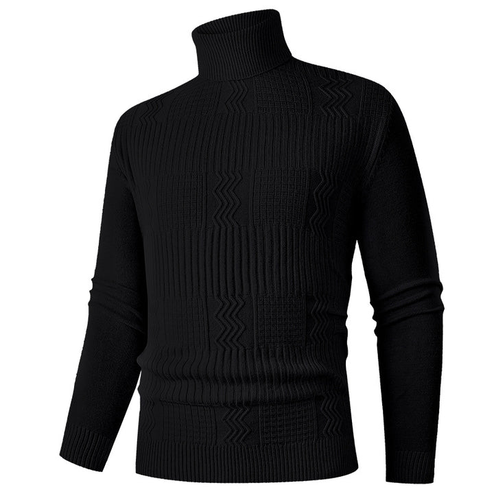 Herren Rollkragenpullover aus Feinstrick mit strukturiertem Jacquardmuster und tailliertem Schnitt Drune