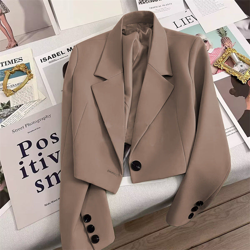 Damen Cropped Blazer mit Schalkragen Drune