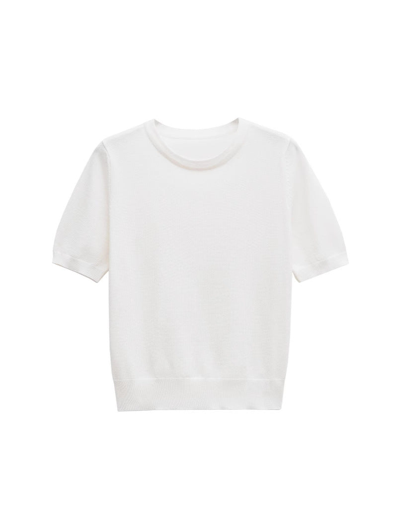 Damen Kurzarm Stricktop Drune